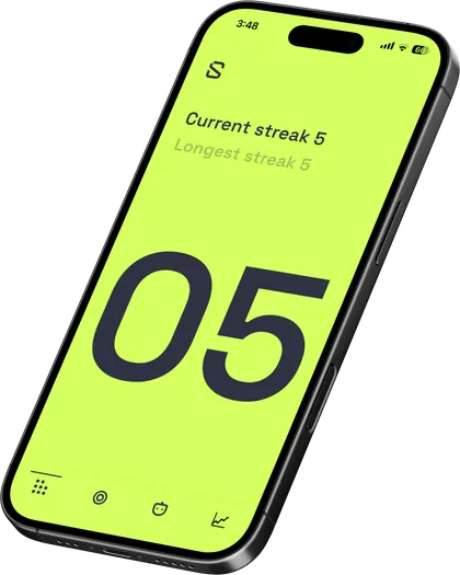Streeka app showing current training streak of 5 days