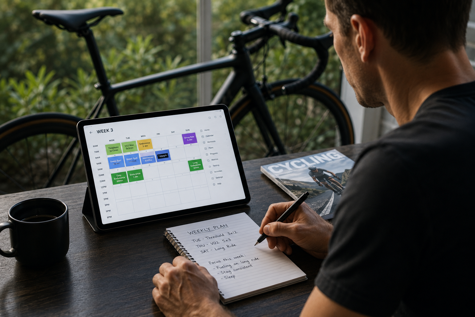 Cyclist planning weekly training hours